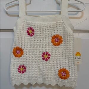 C&C California Kids Cream Knit Top with Embroidery